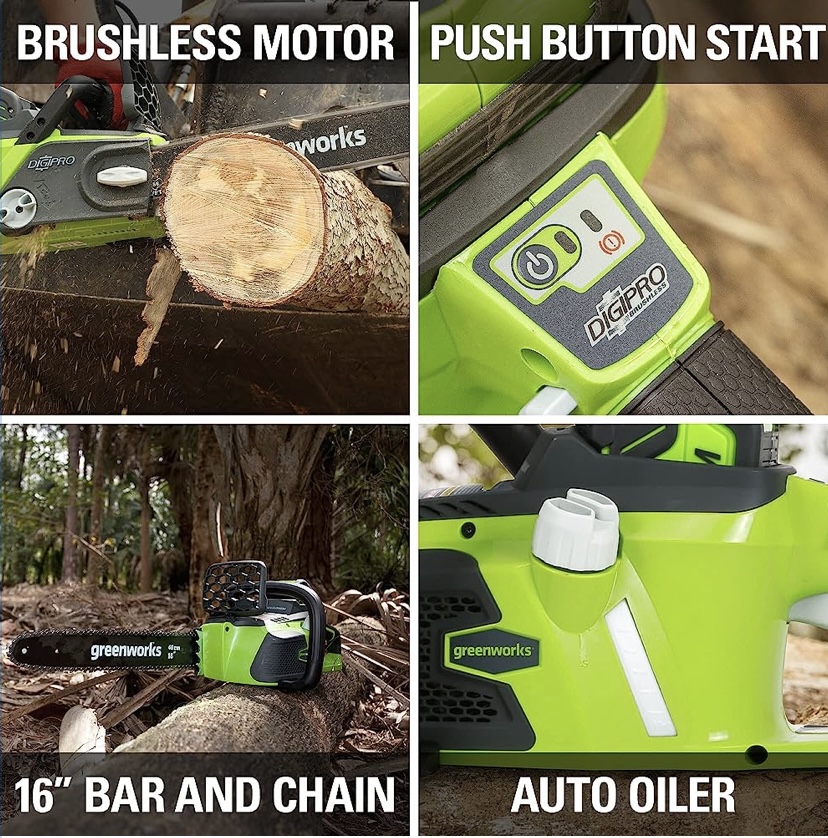 Greenworks 40V 16" Cordless Brushless Chainsaw with 4.0 Ah Battery and Charger Review