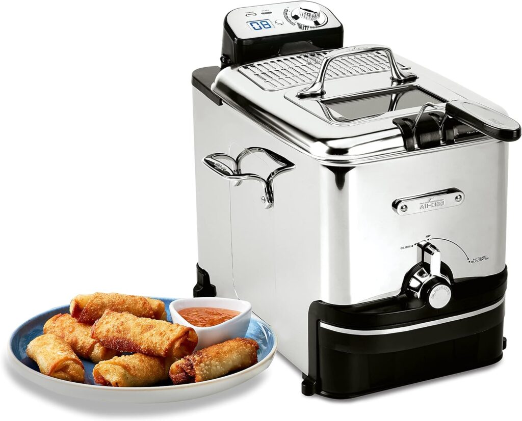 All-Clad 3.5L 1700W Electric Deep Fryer with Basket, Digital Controls - Stainless Steel