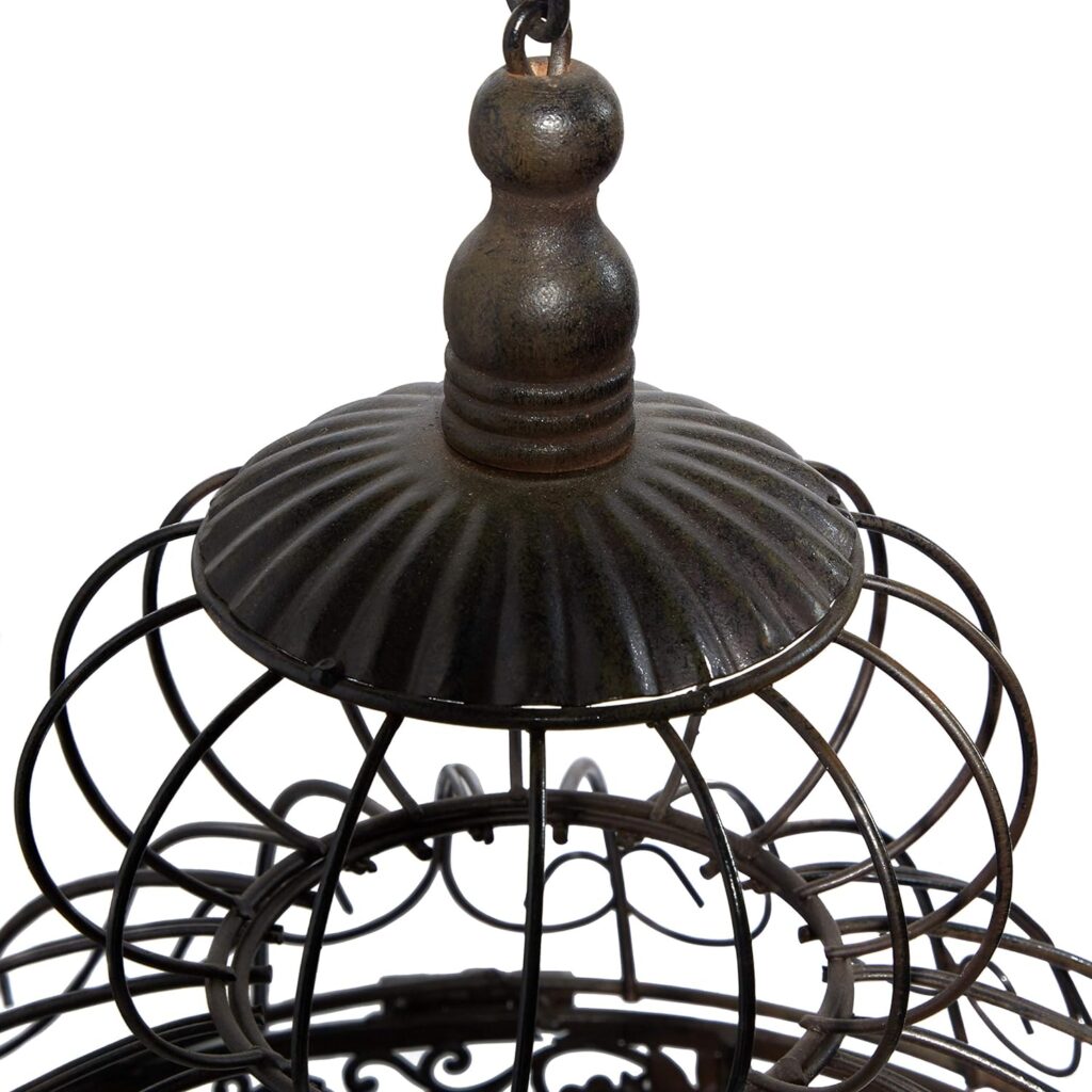 Deco 79 Metal Abstract Birdcage with Latch Lock Closure and Top Hook, 14 x 14 x 47, Black
