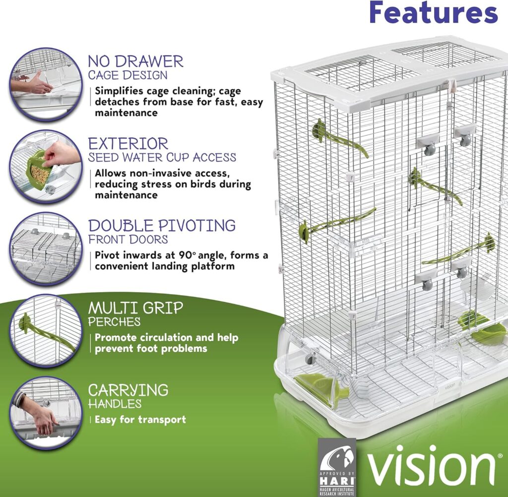 M02 Wire Bird Cage, Bird Home for Parakeets, Finches and Canaries, Tall Medium