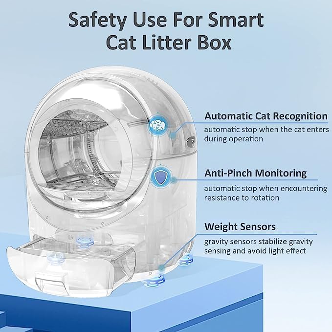 REDSASA Self-Cleaning Cat Litter Box, Automatic Cat Litter Box for Multi Cats, Smart Safety Protection Cat Litter Box, Large Capacity Litter Cat Box with Trash Bag Roll, Odor Isolation/APP Control