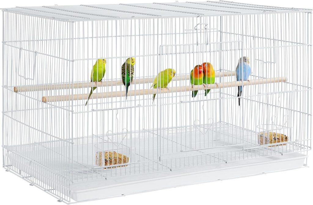Yaheetech 30-inch Stackable Flight Bird Cages for Parakeets Cockatiels Conures Finches Budgies Lovebirds Canaries Small Birds Parrots Birdcage, White