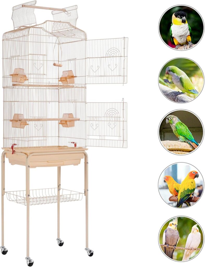 Yaheetech 64-inch Play Open Top Medium Small Bird Cage with Detachable Rolling Stand for Parrot Lovebirds Finches Canaries Parakeets Cockatiels Budgie Parrotlet Conures