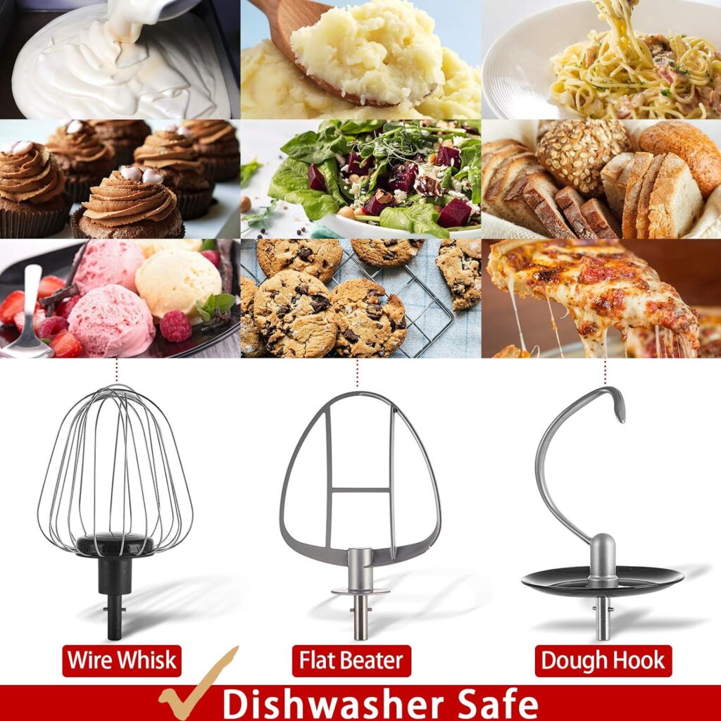 Electric Mixer, Stand Mixer, Tilt-Head Dough Mixer, Kitchen Stand Mixer with 7.3-Quart Stainless Steel Bowl, Dough Hook, Flat Beater, Wire Whisk and Splash Guard, 660W Red