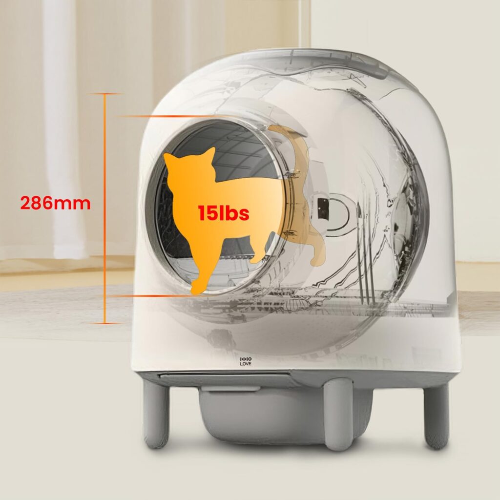 Self Cleaning Automatic Cat Litter Box, HHOLOVE Extra Large Smart Cat Litter Box Robot for Multiple Cats Kitty with APP Remote Control, Anti-Pinch Radar Safety Protection,No More Scooping